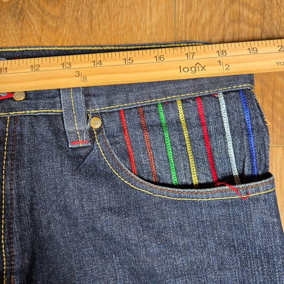 Vintage Y2K Coogi Baggy Jeans 38x34 Blue Embroidered Pockets Skater Street Style - Picture 6 of 12